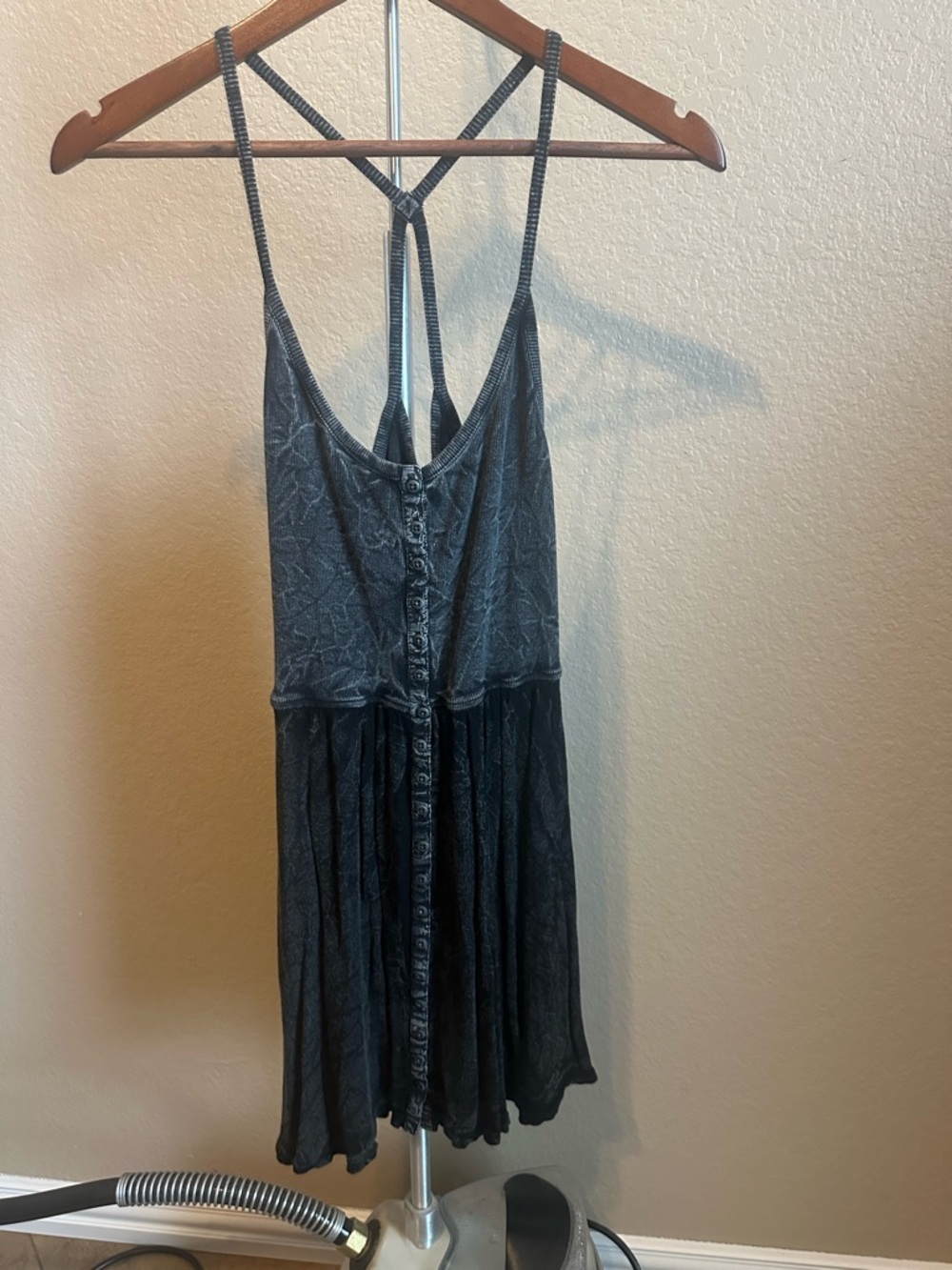 Ecote Black Button-Front Skater Dress